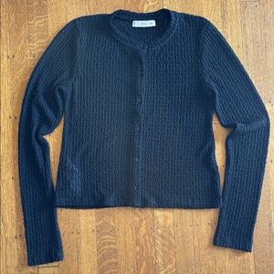 Mango Classic Black Textured Button-Front Women's Sweater
